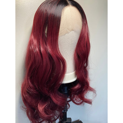 Long Curly Ombre Wine Red Lace Front Wigs|Trending Hair Styles