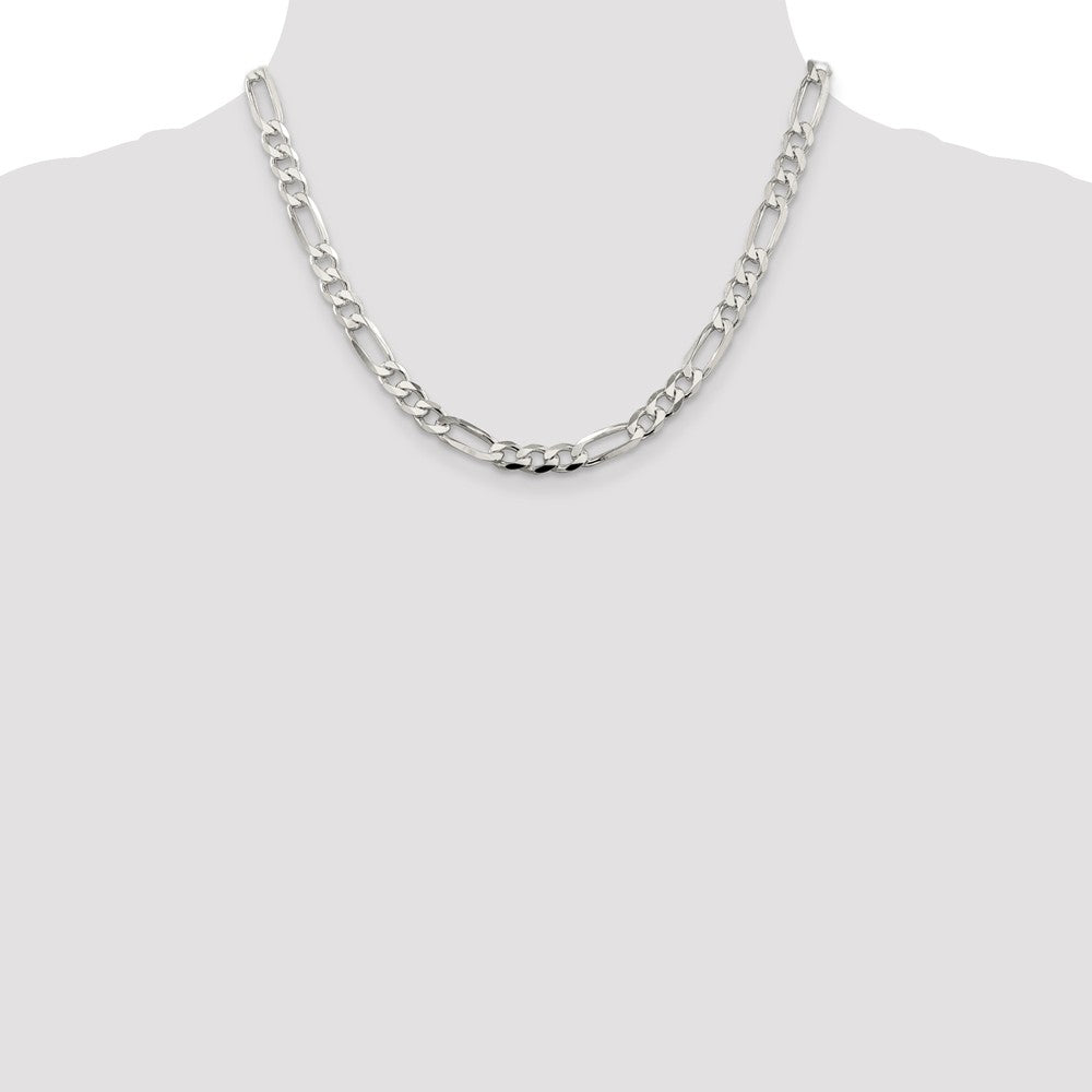 925 Solid Sterling Silver Figaro Chain Necklace| 7mm 18inch For Women