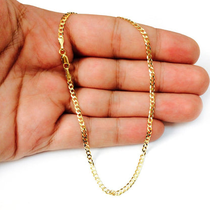 Men Women Fine Jewelry-10K Yellow Gold Solid Cuban Curb Link Necklace Chains
