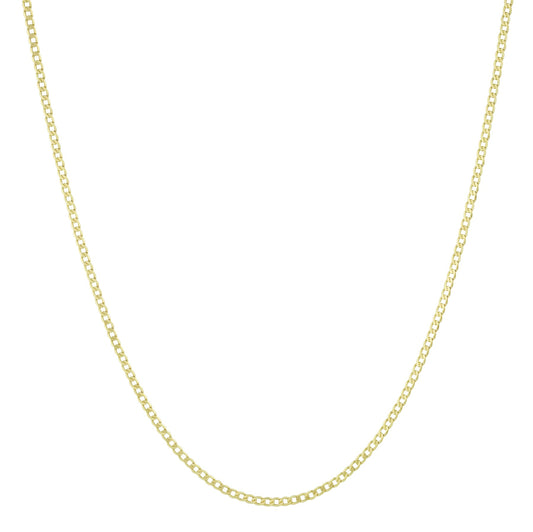 14K Yellow Gold 2.5MM Solid Cuban Curb Link Chain