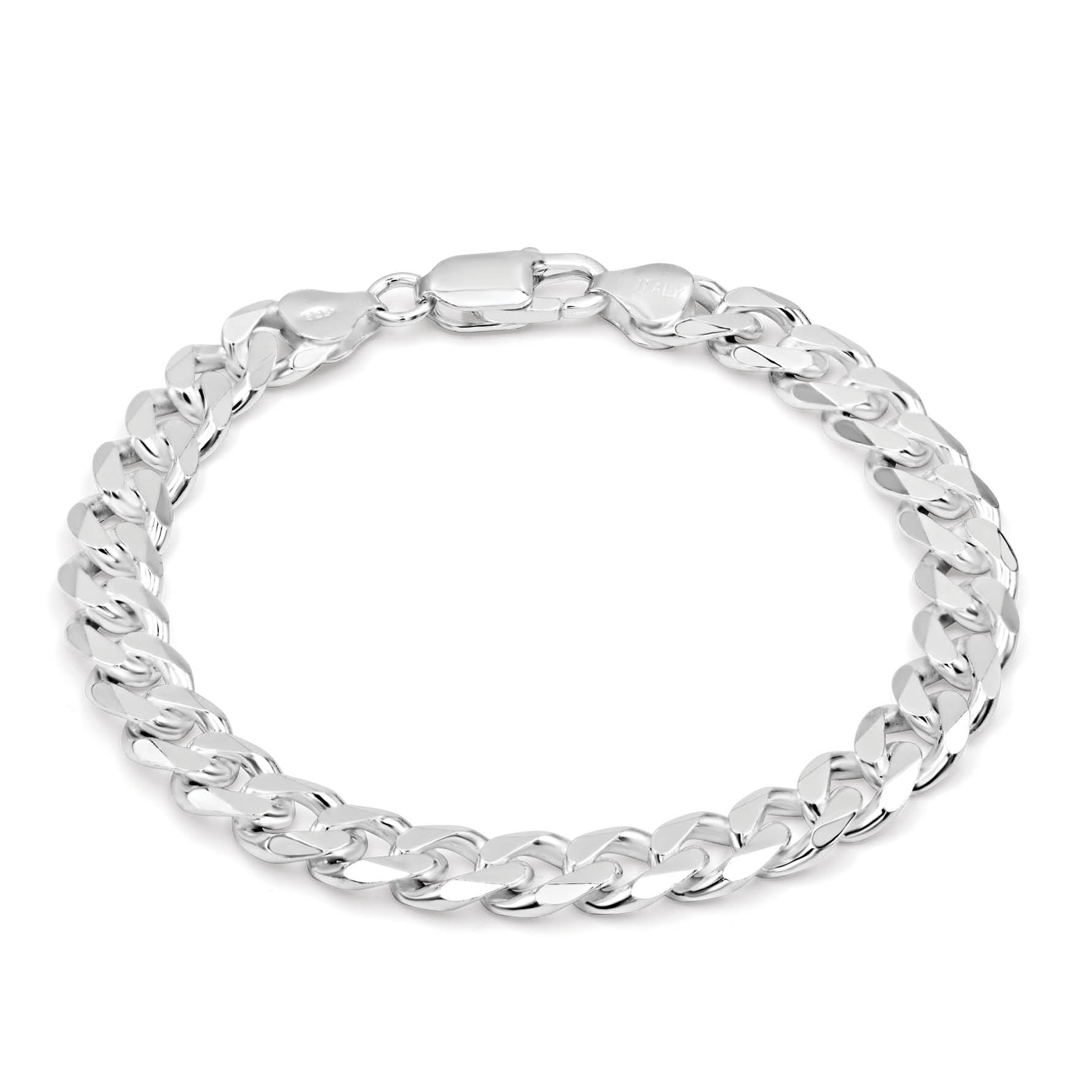 Fine Men's 925 Sterling Silver Jewelry-8MM Cuban Curb Link Anklet Bracelet