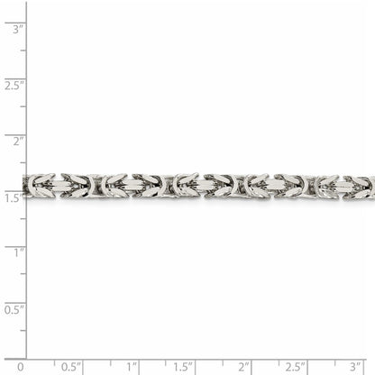 Solid 925 Sterling Silver 5mm Square Byzantine Chain Necklace