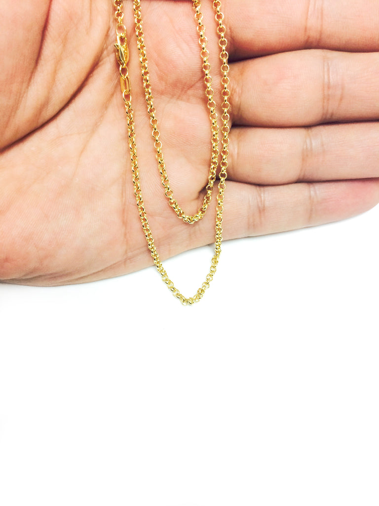 14K Yellow Gold 2.3MM Round Rolo Link Necklace