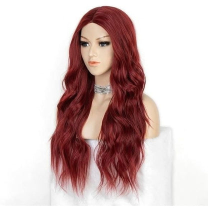 22inch Middle Part 99J Wine RED Long Wavy Wig