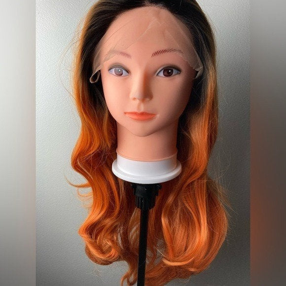 Black Roots Orange Lace Front Wigs