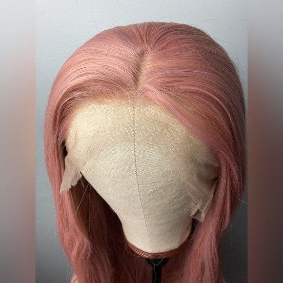 Pink Long Wavy Hair Wigs