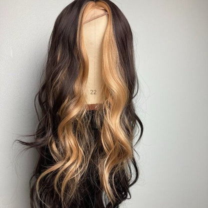 Highlight Blonde Wavy Wigs -Highlight Lace Front Wig
