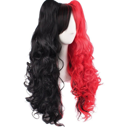 Rainbow Long Curly Ponytails Full Wig Black/Red Wigs