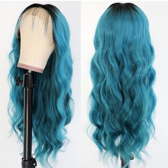 Ombre Blue Lace Front Wigs