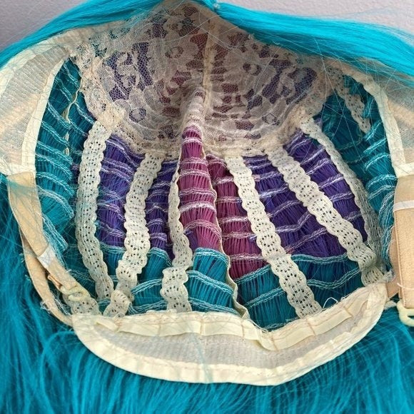 Purple Blue Long Braid Curly Wig