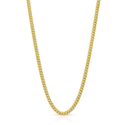 Real Fine Gold Jewelry-14K Yellow Gold 1.5MM Solid Miami Cuban Curb Link Necklace Chains
