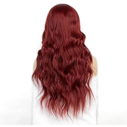 22inch Middle Part 99J Wine RED Long Wavy Wig