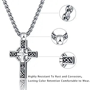 Men's Celtic Cross Stainless Steel Necklace