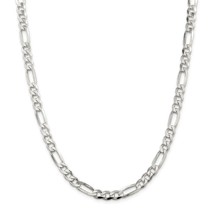 925 Solid Sterling Silver Figaro Chain Necklace| 7mm 18inch For Women