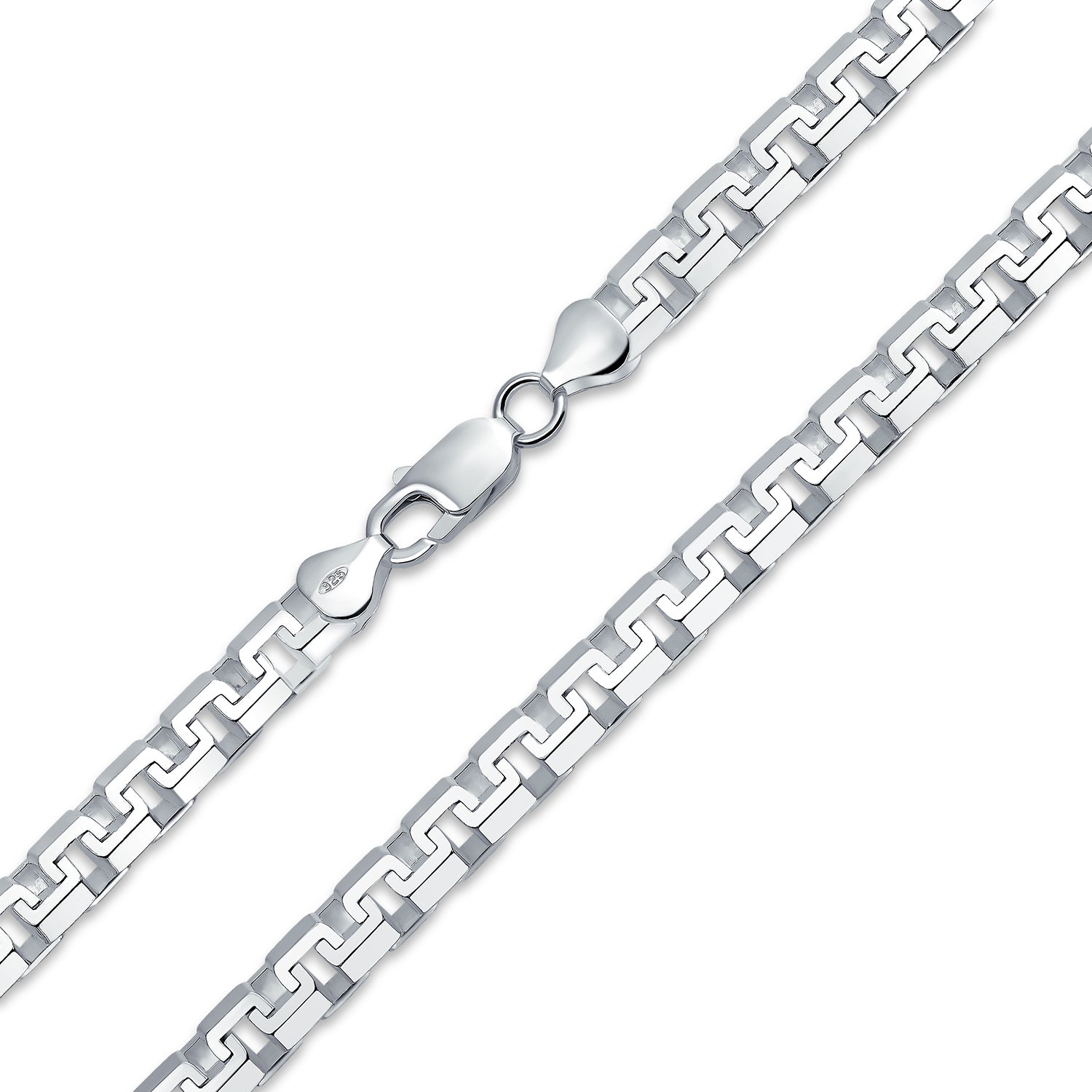 Heavy Solid .925 Sterling Silver Franco Square Link Gauge Necklace For Men 