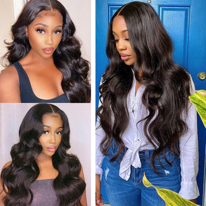 5x5 10A Body Wave Ombre Orange Brown Color Lace Closure Human Hair Wigs