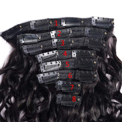 Water Wave Clips In Hair Extensions Brazilian Human Hair