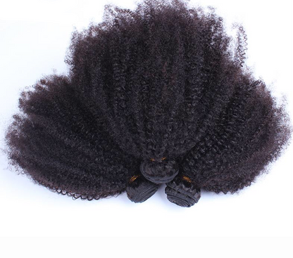Mongolian HairAfro Kinky Curly Human Hair Weave With Closure | Weave | Hair Extensions 4B 4C Virgin Hair