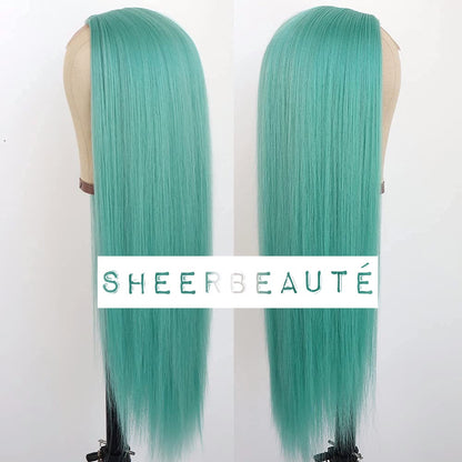 Long Straight T Part Lace Front Wigs-Light Blue