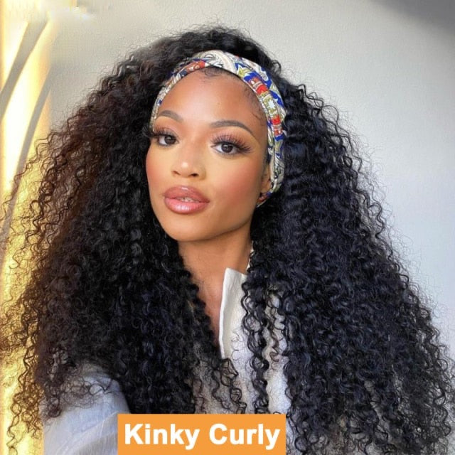 Mongolian Kinky Curly Headband Wig