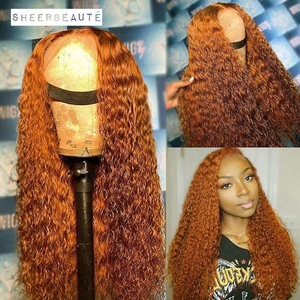 Orange Ginger Kinky Curly Human Hair Wig|14x4 Lace