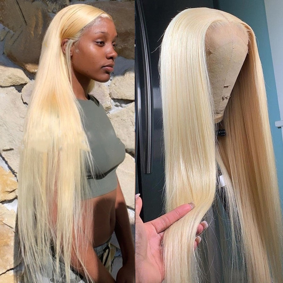 613 Blonde Bone Straight Human Hair Lace Front Wig For Women