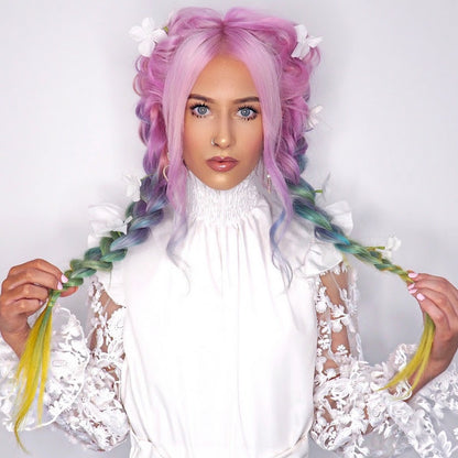 Rainbow Long Mermaid Colorful Lace Front Wig