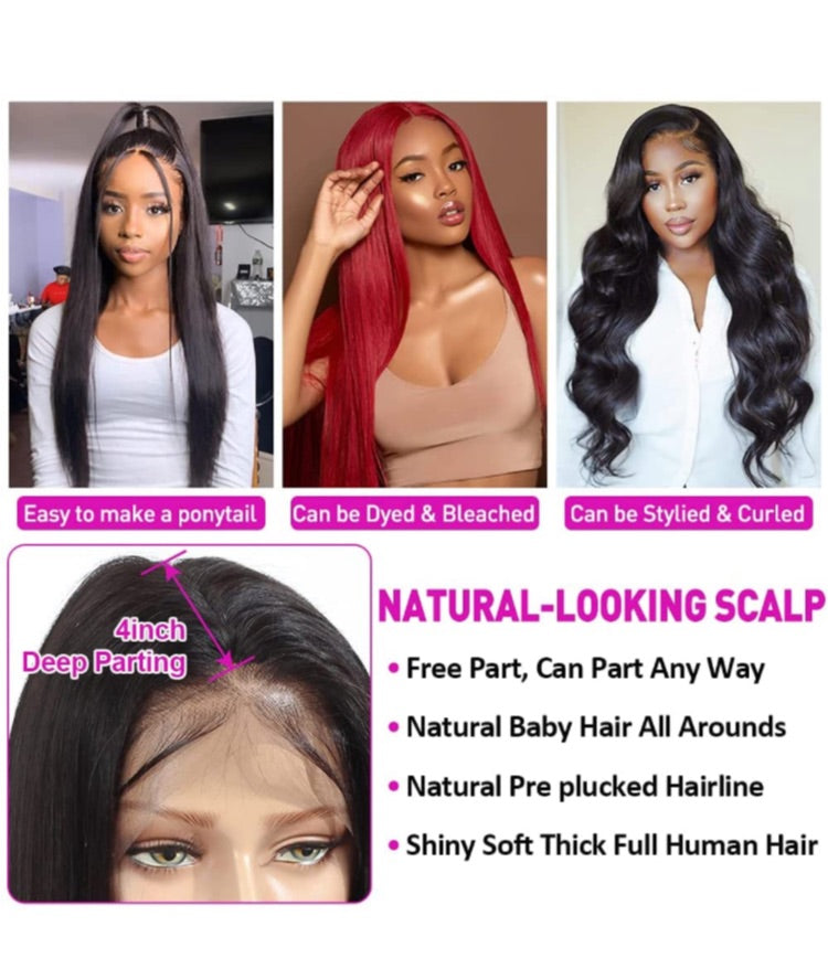 13x4 Straight Human Hair Lace Front Wigs| 16inch