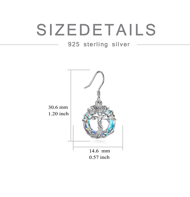 925 Sterling Silver Tree of Life Drop Earrings