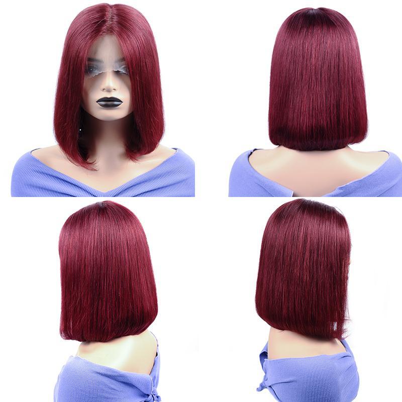 99J Burgundy Short Bob Human Hair Lace Front Wig|13x4 Wig