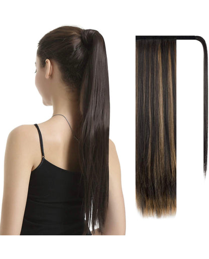 30 inch Ponytail Extension Long Straight Wrap Around Clip in