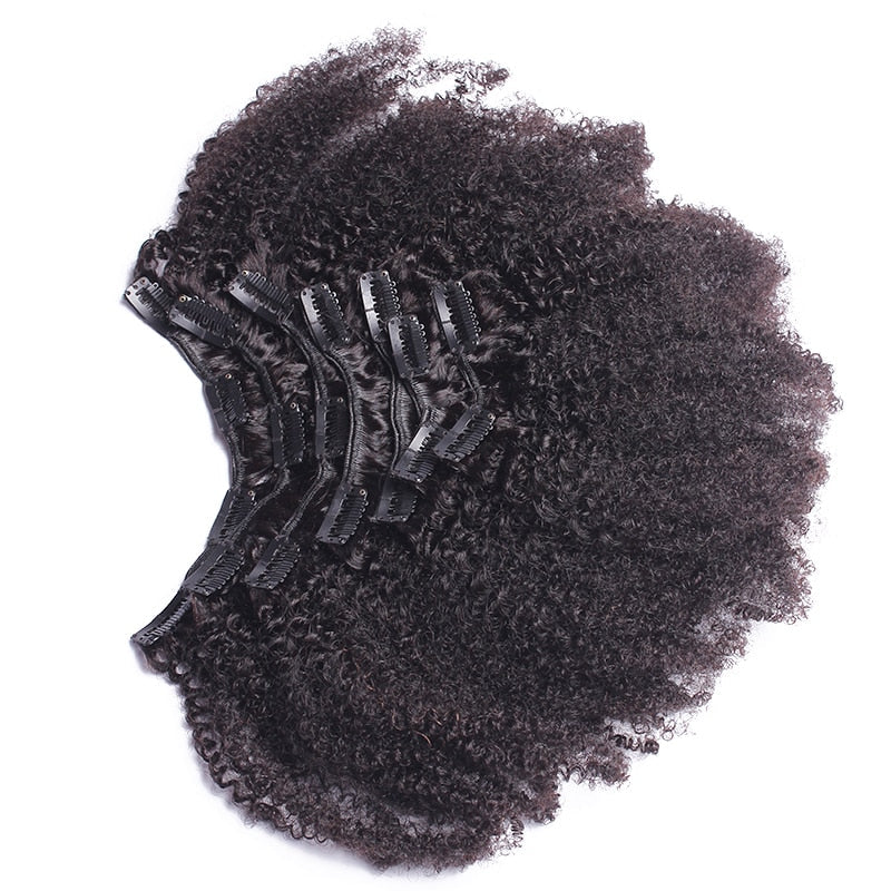 4B 4C Afro Kinky Curly Clip In 100% Mongolian Human Hair Extensions ...