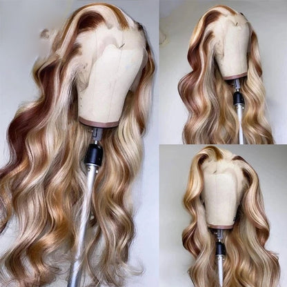 Highlight 613 Brown Blonde Colored Human Hair Wig