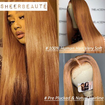 Straight Honey Blonde -Ginger Lace Front Human Hair Wig
