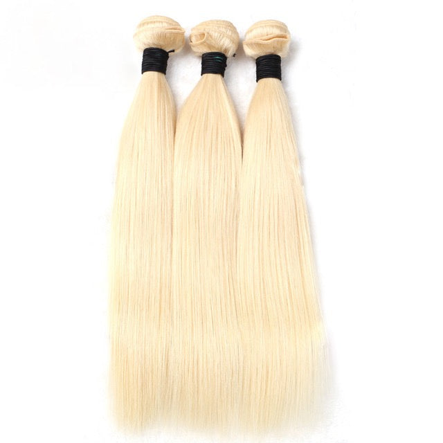 613 Blonde 1/3/4 Brazilian Hair Bundle Straight Weave Remy Human Hair