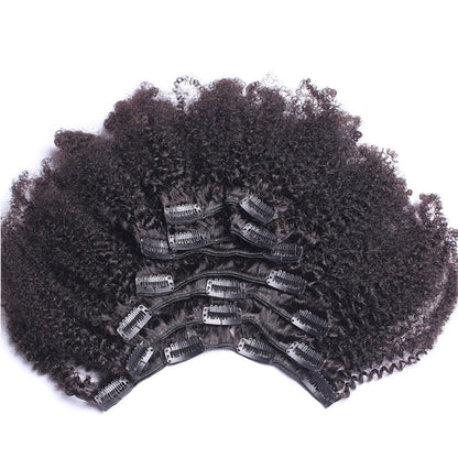 4B 4C Afro Kinky Curly Clip In 100% Mongolian Human Hair Extensions
