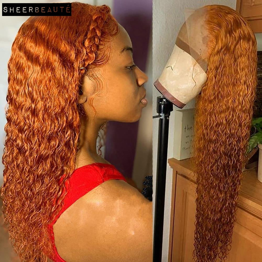 Orange Ginger Kinky Curly Human Hair Wig|14x4 Lace