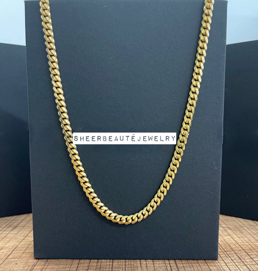 5MM Miami Cuban Link Chain-14K Gold Plated - 925 Sterling Silver Necklace