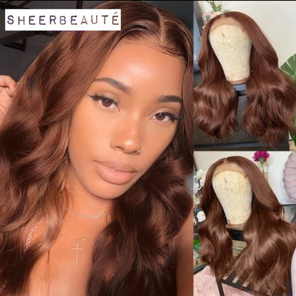 13x4 Long Straight Brown Lace Front Human Hair Wigs
