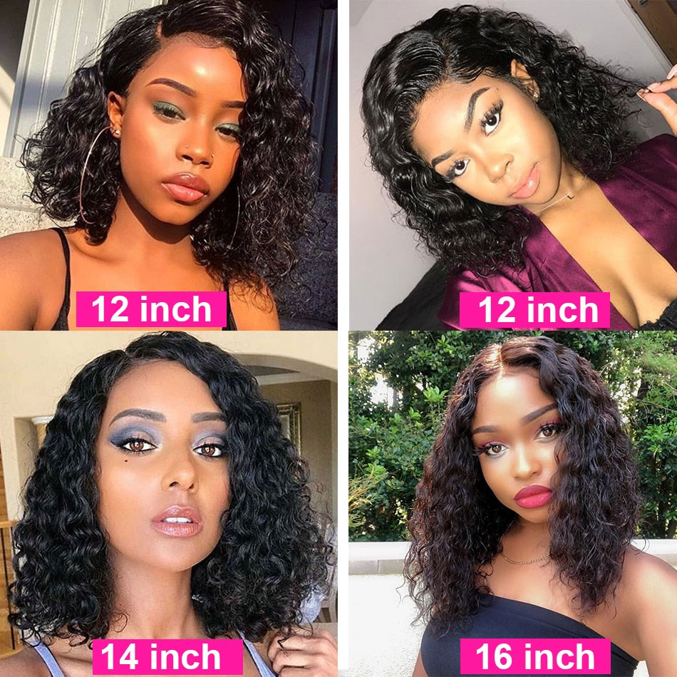 Products Short Bob Water Wave Lace Front Human Hair Wigs | Pixie Cut Wig