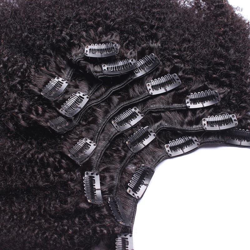 4B 4C Afro Kinky Curly Clip In Human Hair Extension Bundle
