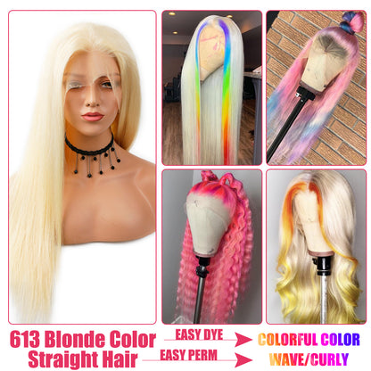 Straight 613 Blonde Brazilian Human Hair Lace Front Wigs |42inch