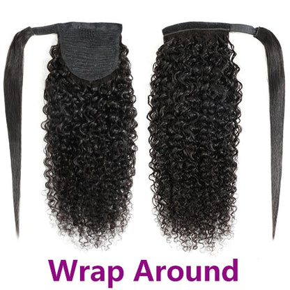 Kinky Curly Drawstring Ponytail Extensions Human Hair