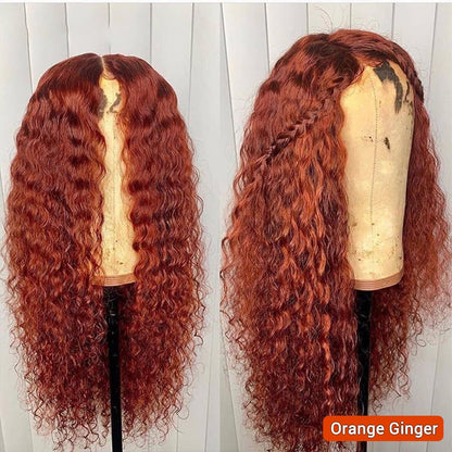 Orange Ginger Kinky Curly Human Hair Wig|14x4 Lace