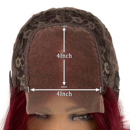 Burgundy 13x4 HD Transparent Lace Front Human Hair Wigs