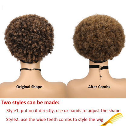 Short Afro Headband Curly Wig Human Hair Head Wrap Wig