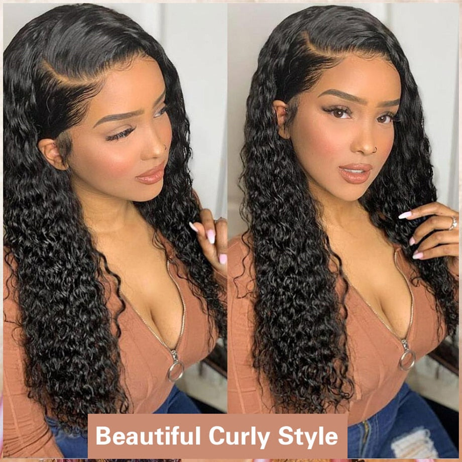 30Inch Deep Water Wave Transparent Lace Wig|13x4 Curly Human Hair Wigs