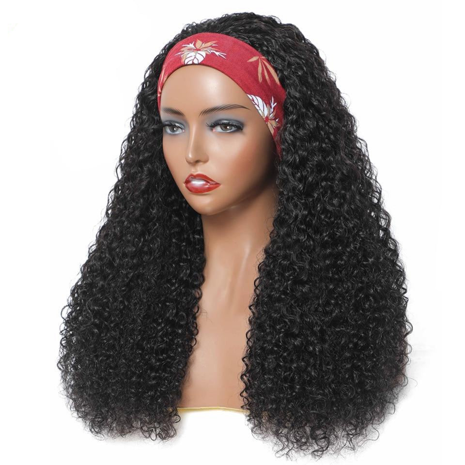Brazilian Kinky Curly Hair Headband Human Hair Wigs