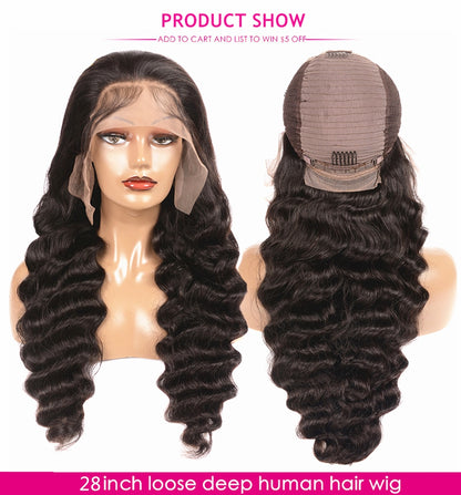 Loose Deep Wave 13x4 Transparent Human Hair Lace Frontal Wigs