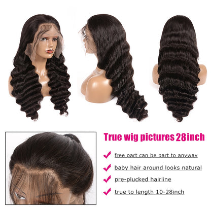 Loose Deep Wave 13x4 Transparent Human Hair Lace Frontal Wigs